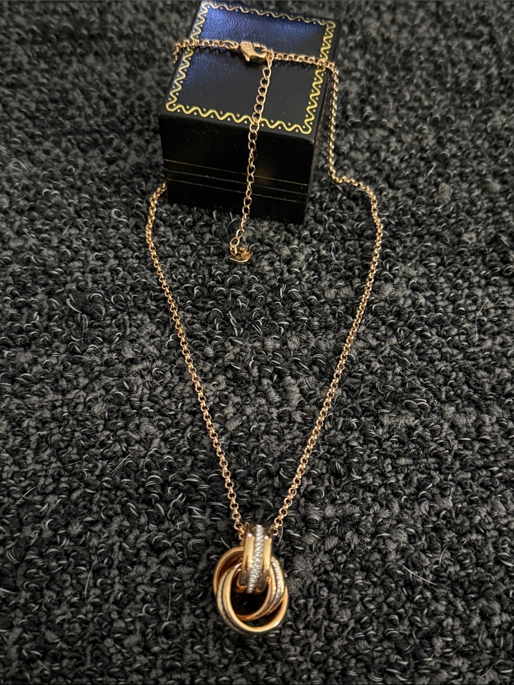 Swarovski Rose Gold and Silver Interlinked Rings Necklace